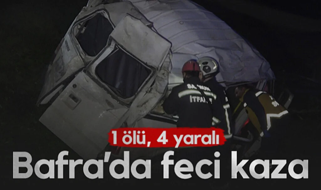 Bafra’da Feci Kaza! Servis Minibüsü Şarampole Yuvarlandı:1 Ölü, 4 Yaralı...