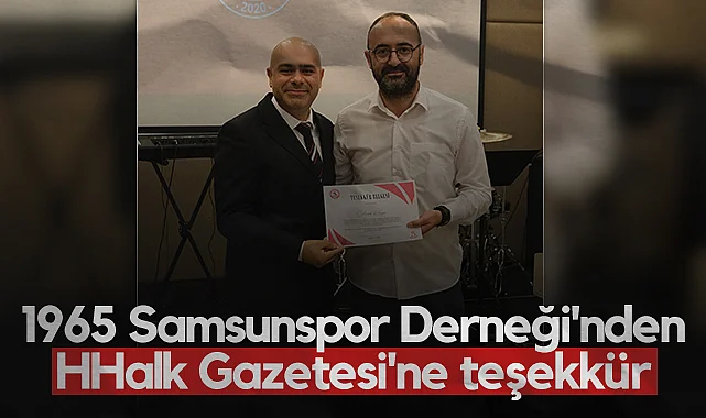 1965 Samsunspor Derneği'nden HHalk Gazetesi'ne Teşekkür