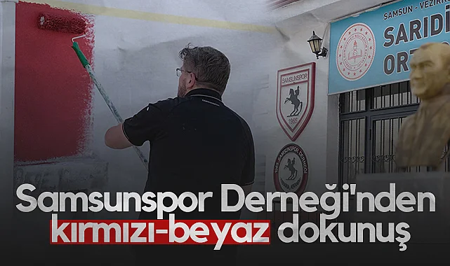 1965 Samsunspor Derneği Köy Okulunu Kırmızı-Beyaza Boyadı