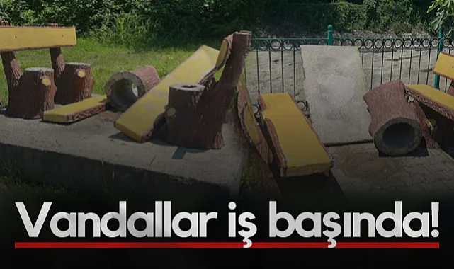 Salıpazarı'nda Vandallar iş başında! Parktaki Oturma Gruplarını Kırdılar 