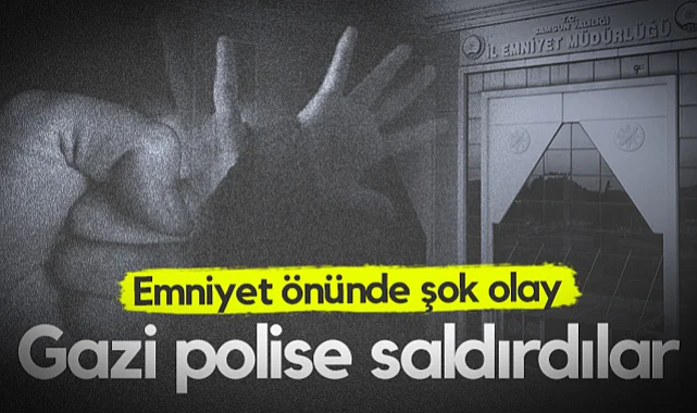 Samsun'da Emniyet Önünde Şok Olay! Baba-Oğul Gazi Polise Saldırdı...