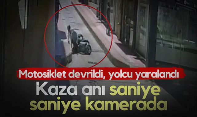 Samsun'da Motosiklet Devrildi, Yolcu Yaralandı! Kaza Anı Saniye Saniye Kamerada...