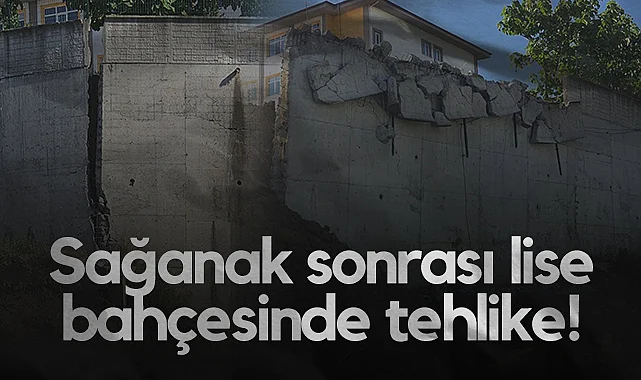 Samsun'da Sağanak Sonrası Lise Bahçesinde Tehlike! Yıkılmadan Önlem Alındı