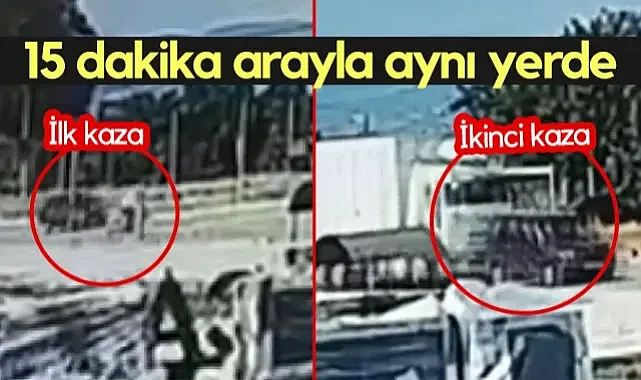 Alaçam'da Akılalmaz Olay: 15 Dakikada Aynı Yerde 2 Kaza Oldu
