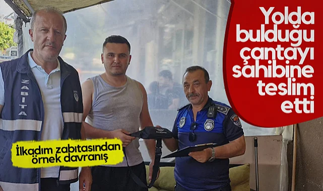 İlkadım Zabıtasından Örnek Davranış: Yolda Bulduğu Çantayı Sahibine Teslim Etti