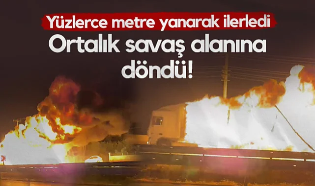 Samsun'da Dehşet Anları! Yanarak Giden Tır Ortalığı Savaş Alanına Çevirdi...