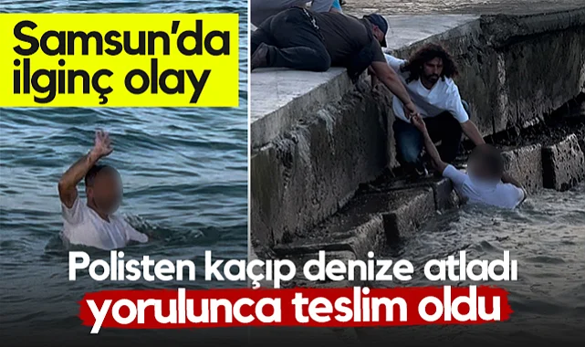 Samsun'da İlginç Olay: Polisten Kaçıp Denize Atladı, Yorulunca Teslim Oldu