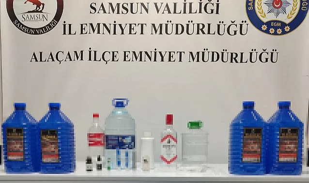 Alaçam’da Polis Ekiplerinden Sahte İçki Baskını