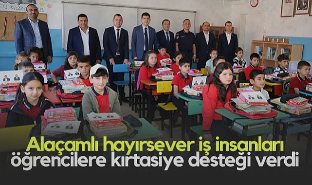 Alaçamlı Hayırsever İş İnsanları Öğrencilere Kırtasiye Desteği Verdi