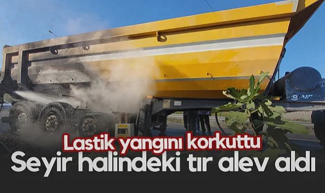 Bafra'da Seyir Halindeki Tır Alev Aldı: Lastik Yangını Korkuttu