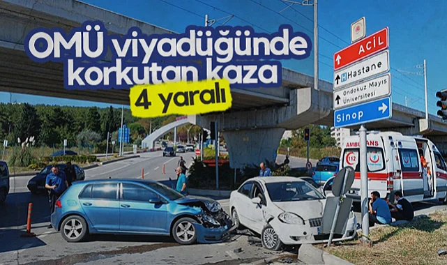 OMÜ Viyadüğünde Korkutan Kaza: 4 Kişi Hastaneye Kaldırıldı