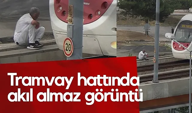 Samsun'da Tramvay Hattında Akıl Almaz Görüntü