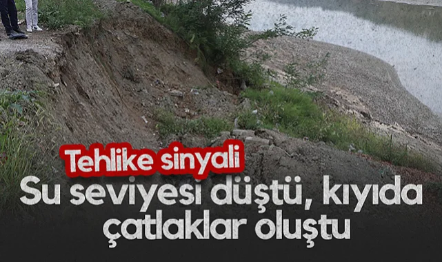 Suat Uğurlu Barajı'nda Su Seviyesi Düştü, Kıyıda Çatlaklar Oluştu 