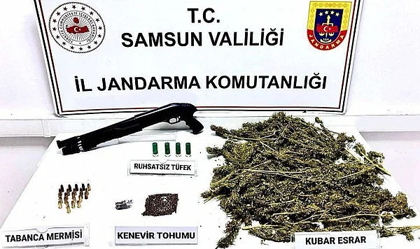 Çarşamba'da Jandarmadan Uyuşturucu Baskını: 2.5 Kilo Esrar ve Silah Ele Geçirildi