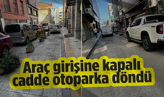 Samsun'da Araç Girişine Kapalı Cadde Otoparka Döndü