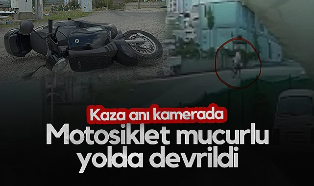 Samsun'da Motosiklet Mucurlu Yolda Devrildi: Kaza Anı Kamerada