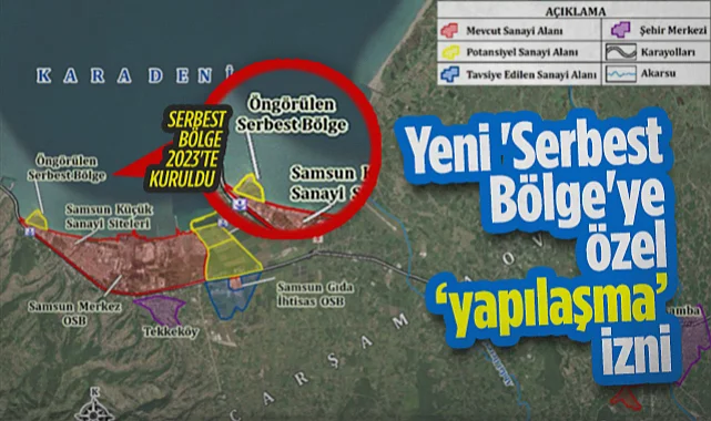 Samsun'da Yeni Serbest Bölge'ye Özel Yapılaşma İzni