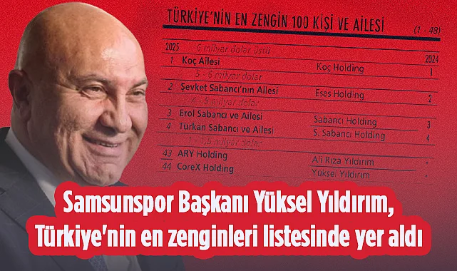 Samsunspor Başkanı Yüksel Yıldırım, Türkiye'nin En Zenginleri Listesinde Yer Aldı 