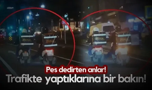 Trafikte Pes Dedirten Anlar! Samsun'un Göbeğinde Motosikletle Yaptıklarına Bir Bakın!