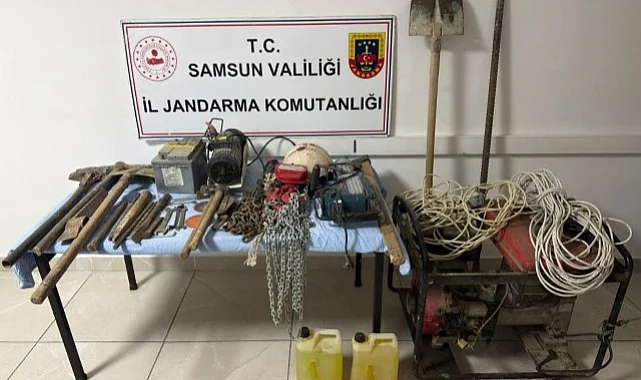 Samsun Alaçam'da Kaçak Kazı Yapan 4 Kişi Suçüstü Yakalandı