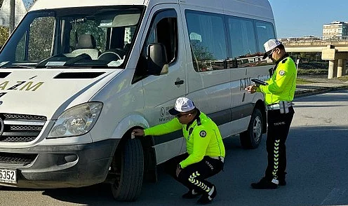 Çarşamba'da Okul Servislerine Kış Lastiği Denetimi