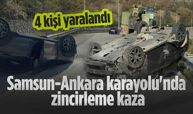 Samsun-Ankara Karayolu'nda Zincirleme Kaza: 4 Kişi Yaralandı