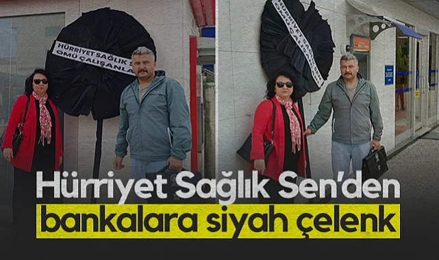 Samsun'da Hürriyet Sağlık Sen’den Bankalara Siyah Çelenk