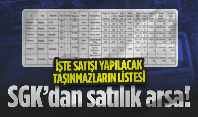 Samsun'da SGK'dan Satılık Arsa! İşte Satışı Yapılacak Taşınmazların Listedi...