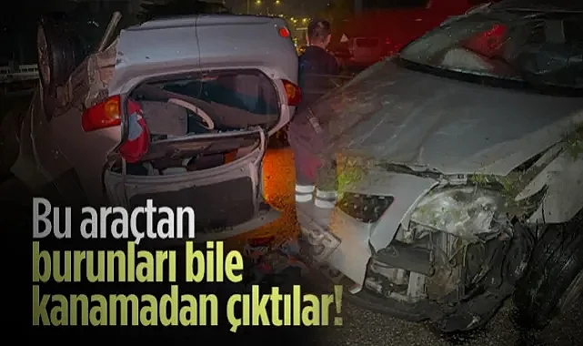 Yer Samsun! Araç Hurdaya Döndü, Burunları Bile Kanamadan Kurtuldular
