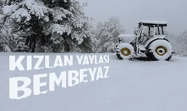 Alaçam Kızlan Yaylası Beyaza Büründü