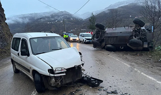Ordu Kabataş'ta Zırhlı Askeri Araç Devrildi