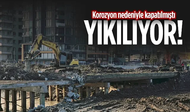 Samsun'da Mert Irmağı Üzerindeki Riskli Köprünün Yıkımına Başlandı