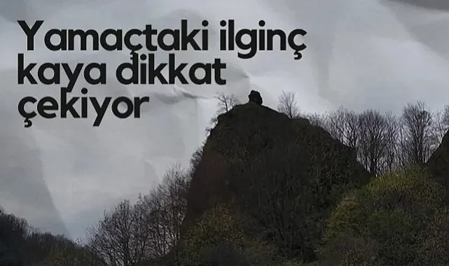 Samsun'da Yamaçtaki İlginç Kaya Dikkat Çekiyor