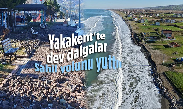 Yakakent'te Dev Dalgalar Sahil Yolunu Yuttu