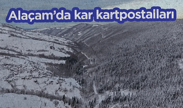 Alaçam’da Kar Kartpostalları: Beyaza Bürünen Ormanlar Dronla Görüntülendi