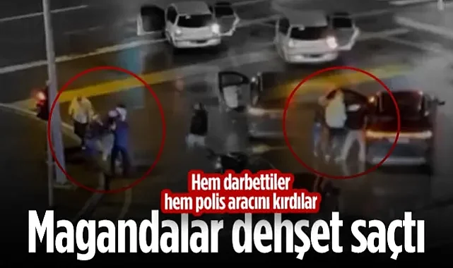 Samsun'da Maganda Dehşeti: Hem Darbettiler Hem Polis Aracını Kırdılar