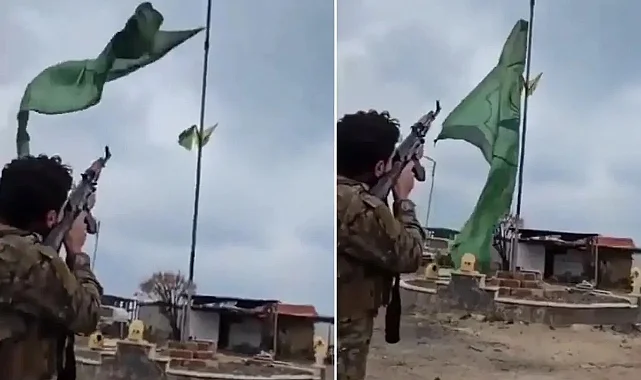 Komşuda Yeni Devrin Sembolü: Terör Örgütü Bayrağı Silahla Vurularak Düşürüldü