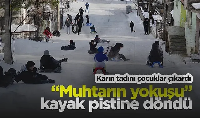 Ladik’te Karın Tadını Çocuklar Çıkardı: Meşhur "Muhtarın Yokuşu" Kayak Pistine Döndü