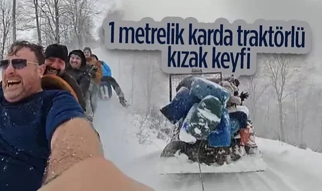 Samsun Atakum'da Kar Eğlencesi: 1 Metrelik Karda Traktörlü Kızak Keyfi