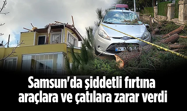 Samsun'da Şiddetli Fırtına Araçlara ve Çatılara Zarar Verdi