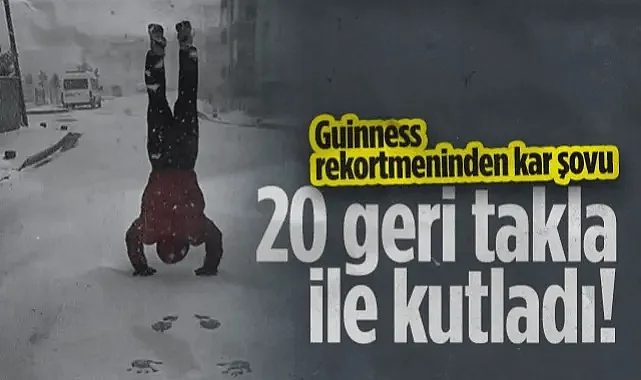 Samsunlu Guinness Rekortmeninden Kar Yağışını 20 Geri Takla İle Kutladı!