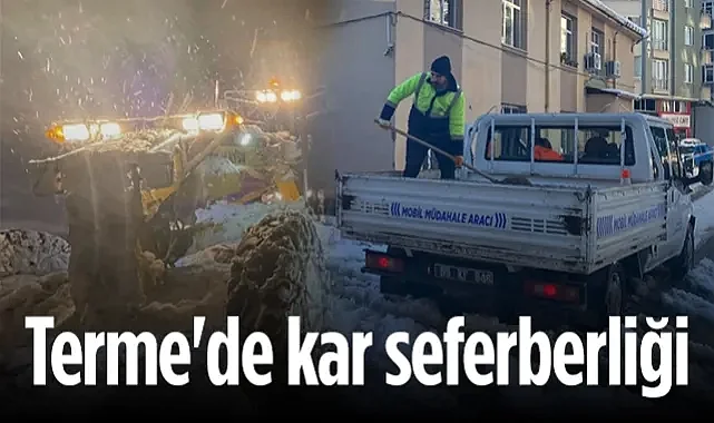 Terme'de Kar Seferberliği! Belediye Sahada...