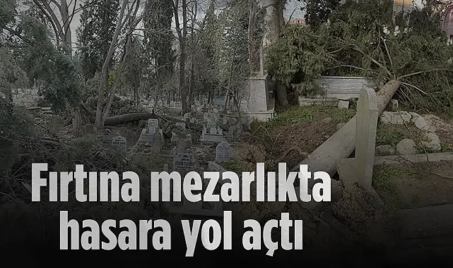 Alaçam'da Fırtına Mezarlıkta Hasara Yol Açtı