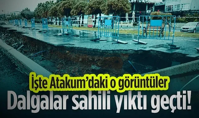 Dev Dalgalar Atakum Sahilini Yıktı Geçti! İşte O Görüntüler...