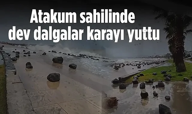 Samsun Atakum Sahili'nde Dev Dalgalar Karaya Vurdu
