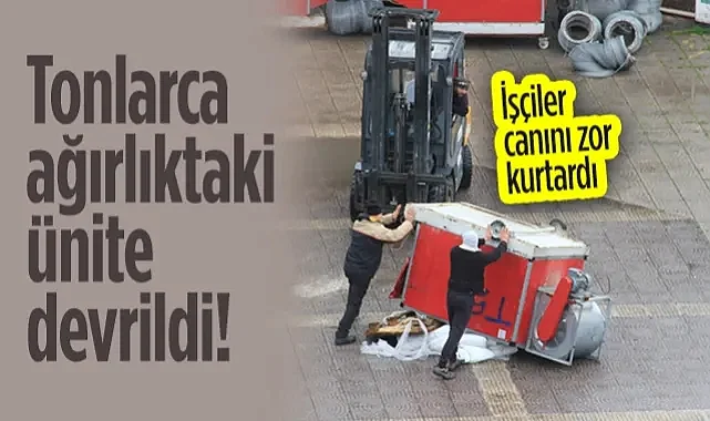 Samsun Cumhuriyet Meydanı’nda İş Kazası: Tonlarca Ağırlıktaki Ünite Devrildi!