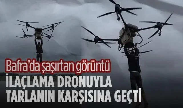 Bafra'da İlginç Olay: Çiftçi Drona Tutunarak Tarlayı Geçti