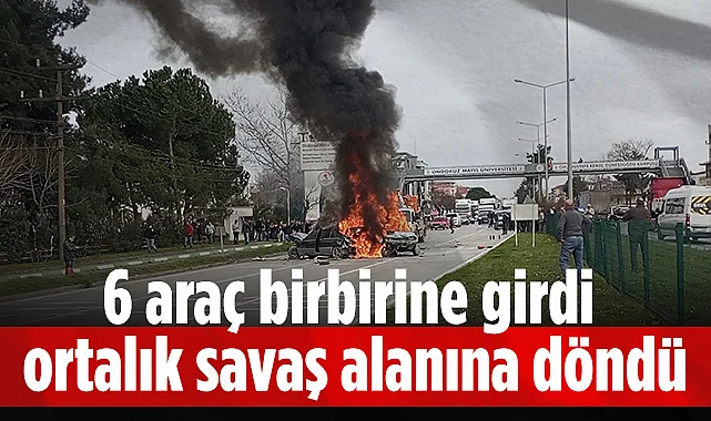 Çarşamba'da Zincirleme Kaza: 6 Araç Çarpıştı, 3 Araç Yandı