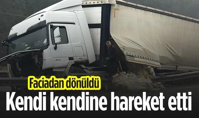 Samsun Ankara Karayolunda Korku Dolu Anlar: Park Halindeki Tır Kendi Kendine Hareket Etti