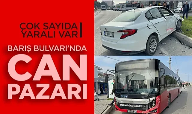 Samsun Barış Bulvarı'nda Can Pazarı: Otobüs ve Otomobil Çarpıştı
